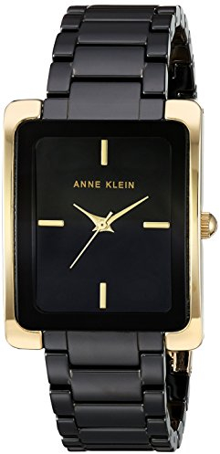 Anne Klein Women's Ceramic Bracelet Watch Black/Gold