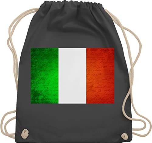 Turnbeutel Rucksack - Flagge Italien - Unisize - Dunkelgrau - turnen tasche em 2024 fanartikel fußball turnsackerl europameisterschaft rucksäcke fu ball wm baumwolle em24 fussball-wm fußballer