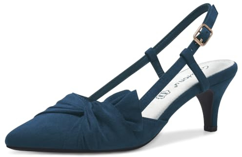Greatonu Womens Blue Sweet Bowtie Sexy Pointed Closed Toe Comfortable Strappy Slingback Work Pumps Court Shoes Size 8 UK / 41 EU