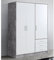 möbelando Kleiderschrank Schlafzimmerschrank Holzschrank Schrank Schlafzimmer Babbette I Beton/Weiß