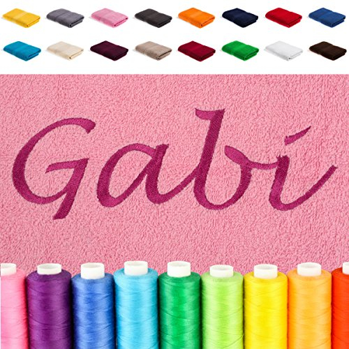 EllaTex Besticken Sie Handtuch mit Namen oder mit Wunschtext Bestickt, Farbe:Rosa; Größe:Duschtuch 70x140 cm