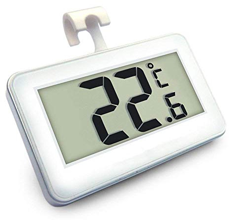 Ouken Refrigerator Thermometer,Mini LCD Digital Waterproof Fridge Freezer Thermometer, Portable Frost Alarm Temperature Monitor (White)