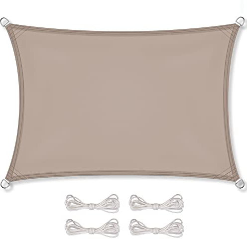 CelinaSun Sonnensegel wasserdicht PES Rechteck 2x3m Taupe UPF 50+ Premium Sonnenschutz inkl Befestigungsseile