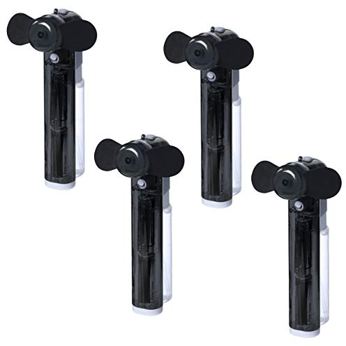 4er Set Tragbarer Wassersprüh Handventilator Schwarz inkl. Batterien Wasser Sprühnebel Sprühventilator Mini Hand Wassersprüher Ventilator Wasserzerstäuber