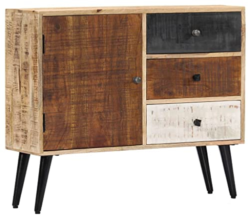 vidaXL Mangoholz Massiv Sideboard mit 3 Schubladen 1 Tür Kommode Mehrzweckschrank Beistellschrank Schrank Standschrank Anrichte 88x30x73cm