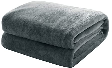 Mixibaby Kuscheldecke Flauschige Wohndecke Fleecedecke Sofadecke Bettüberwurf 220 x 240cm, Farbe:Antrazit