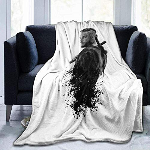 Zuyau Weiche und Bequeme 60 * 80 Zoll Schlafsofa Decke,Vikings Ragnar Warrior King Fleece Flanellwurf Leichtes Ultra-Soft