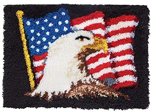 XUJINGJIE Knüpfteppich Formteppich für Kinder und Erwachsene zum Selber Knüpfen/Unvollendete Stickteppich Herstellung für Wohnkultur, Adler, 20X15.7,A