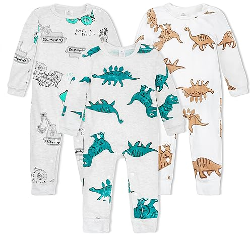 Joyo roy Baby Grow 3 Pack Baby Bodysuits Onesies 100% Cotton One Piece Footless Babygrows Long Sleeve Bodysuit Jumpsuit Comfortable Newborn Vests Multicolor Boys' Onesies Babies 12-18 Months Dinosaur