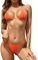 SHEKINI Femmes Bikini Dos Nu Sexy Micro Petite Tasse Triangle Haut de Bikini Réglable Deux Pièces Maillot de Bain Tanga Brésilien Taille Basse Bas de Bikini (Orange Fluorescent, L)