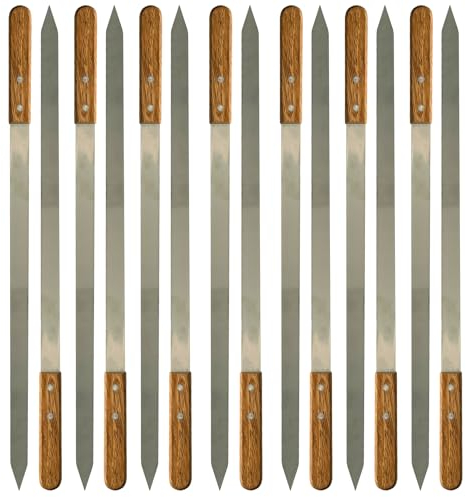 14 Stück Premium Grillspieße Edelstahl – Flache BBQ Spieße, 60cm Lang, 2,3cm Breit und 2mm Stark, Rostfrei & Wiederverwendbar, Perfekt für Kebab, Fleisch & Gemüse, Ideal für Grill, Barbecue & Camping