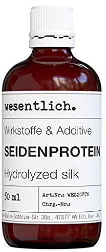 Seidenprotein 50ml - für seidenweiche Haut und Haare - für gesunden Glanz und gegen Austrocknen - Wirkstoffe und Additive von wesentlich.