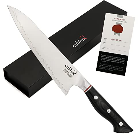 culilux® Kobe 2.0 Kochmesser 20 cm extrem scharfes Profi Küchenmesser aus 14C28N Schweden-Stahl 62HRC ergonomischer G10-Griff High Carbon Gyuto Chefmesser