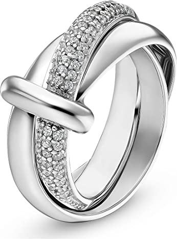 JETTE Damen-Damenring 925er Silber 62 Zirkonia