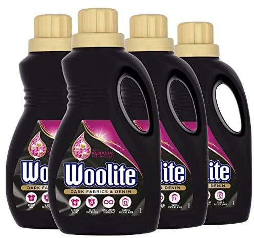 Woolite Laundry Detergent Liquid, Dark Fabrics & Denim, Hand & Machine Wash, 750ml, Pack of 4
