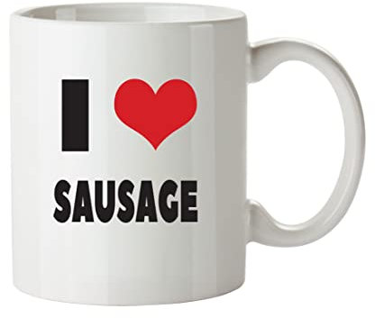 I Love Sausage I Love Mug Personalised Adult Office Mug
