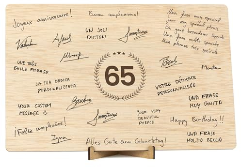 CONTRAXT Dekoschild zum 65. Geburtstag & Ruhestand Geschenkidee für Männer & Frauen Gästebuch & Deko zur Pensionierung (65)