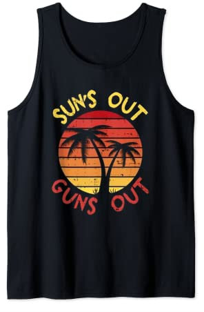 Guns Out Sun's Out Retro 80s Muscle Summer Vibes Tank Top
