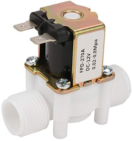 DEWIN Elettrovalvola a Solenoide, G1/2 NC Elettrovalvola, DC 12V Valvola Elettromagnetica in Plastica, per Lavatrice, Irrigazione a Spruzzo del Giardino