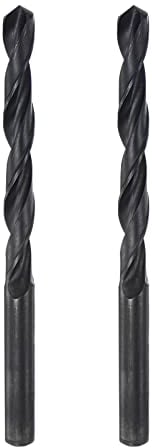 sourcing map 6542 High Speed Steel Straight Shank Twist Jobber Drill Bit, Fully Ground Black Oxide Drill Bits 8.6mm Drill Diameter 125mm Total Length 2 Pcs