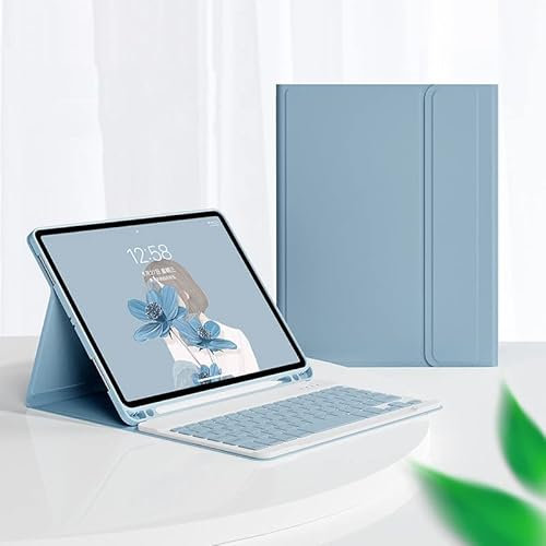 Disonbeir Cute Color Keyboard Case for iPad Mini 5 2019(5th Gen)/ iPad Mini 4 2015 - Protective Case with Pencil Holder and Magnetically Detachable Keyboard (MistyBlue)