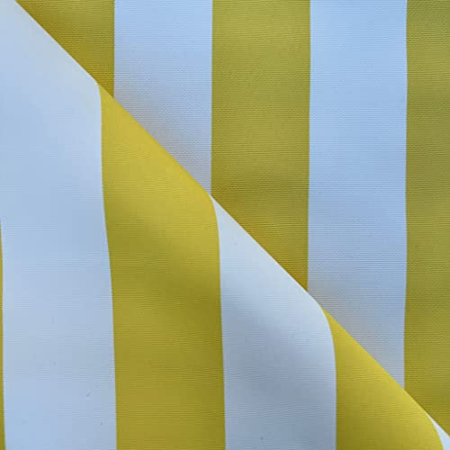 Striped Tough UV Resistant Water Resistant Heavy Duty Outdoor Canvas Gazebo Awning Deckchair Cushion Fabric Material | 60 - 150 cm Wide (per Metre, Yellow)