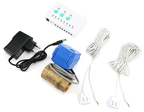 Wasserleckage-Alarmsensor, Wasserleckagesensor mit DN25-Absperrventil, Hochwasseralarm-Leckerkennung mit Schaltventil-LED-Anzeige für Lagerhäuser, Wohnungen