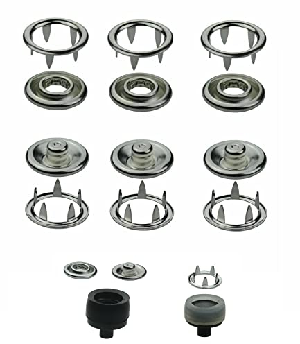 Druckknöpfe Jersey wählbar von 8,5 mm bis 10,5 mm + Einsatzwerkzeug von ISTA TOOLS passend in die Prym Vario-Zange + 50 Stück Jersey-Snaps, Metallknöpfe, Messing rostfrei & nickelfrei (Größe 9,5 mm)