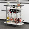 DAWNYIELD 2 Tier Mobile Drinks Trolley Bar Serving Cart on Wheels with Wine Rack and Glass Holder Modern Rolling Drinks Storage Trolley for Home Kitchen Party (Black)