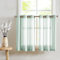 TOPICK Voile Scheibengardinen mit Ösen Transparent Bistrogardine Landhaus Streifen Küchenvorhang Gestreift Küchengardinen Paarig für Badezimmer Klein Fenster Dekor 90x90cm(BxH) Blaugrün 2er Set