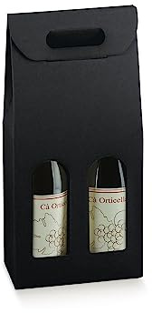 Generico 6 SCATOLE VINI 18x9x38.5 cm Scatola PORTABOTTIGLIE VINO da 2 posti | 6 SCATOLE PER BOTTIGLIE BOTTIGLIA IN CARTONE PREGIATO (Nero Kraft)
