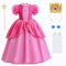 Yigoo Prinzessin Peach Kostüm Showtime Mädchen Kinder Kleider Glanz Karneval Party Halloween Weihnachten Verkleidung Set mit Krone Handschuhe Zauberstab Ohrring 110