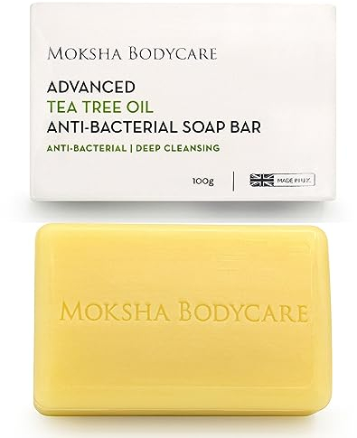 Teebaum-Seifenstück – [Hergestellt in Großbritannien] Anti-Akne-Seifenstück, antibakteriell gegen Pickel, Mitesser, Hautunreinheiten, fettige Haut | Paraben- und tierversuchsfrei – 100 g