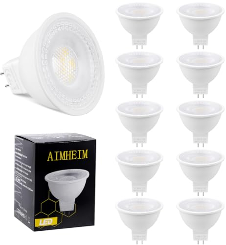 AIMHEIM Ampoules GU5.3 LED 12 V LED Spot MR16 Blanc Froid 6000K 5W Équivalent à Halogènes 50 W, Ampoules Spot LED MR16 550 Lumen Lampe Culot GU5.3, Non Dimmable, Lot de 10