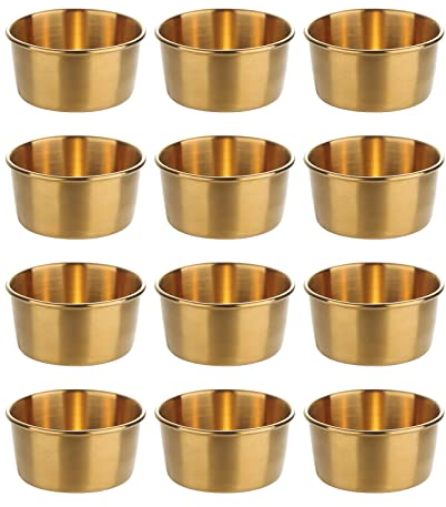 Hayuhone Coupelles à sauce en acier inoxydable - Petits bols à sauce - Mini bols pour sauces, sauces, collations, desserts, bols à épices, bols à sauce en métal (60 ml) - Doré