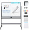 COSTWAY Tableau Blanc Effacable sur Pied 120x90cm, Double Face Quadrillé, Tableau Blanc Mobile Magnétique, 2 Hauteurs Réglables, Cadre en Métal, 12 Aimants, 6 Stylos, pour École, Bureau (Noir)