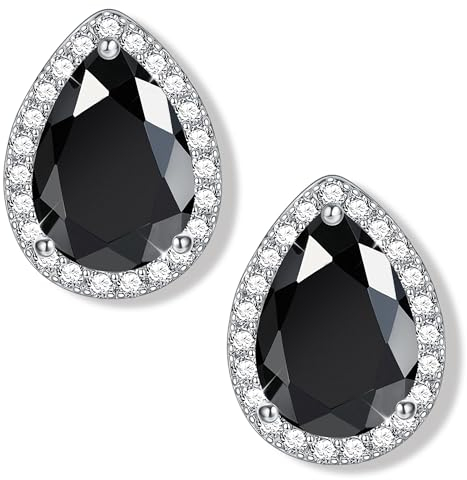 JeweBella Ohrstecker Silber für Damen Hypoallergen Silber Ohrringe Frauen Weiß Rosa Blau Grün Schwarz Zirkonia Geburtsstein Ohrringe Wassertropfen Brillant Simulierte Diamant Ohrstecker Silber 925