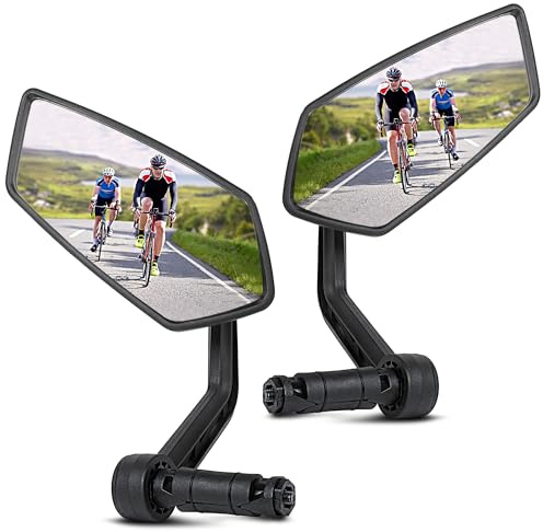 AiQInu Fahrradspiegel, HD Glas Reflektierender Fahrrad Spiegel für Lenker 15-20 mm, 360° drehbarer Fahrradrückspiegel für Fahrrad, Mountainbike