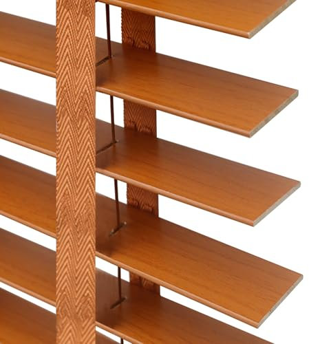 Echtholz Jalousie Verdunkelung Holzjalousie Mit Echtholz-Lamellen 5cm Sichtschutz Hellbraun Holzjalousie Für Büro Küche Schlafzimmer Büro(W100cmxH190cm)