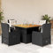 IKAYAA Polyrattan Sitzgruppe für 4 Personen, Gartenmöbel Set mit Verstellbare Tisch und 4 Verstellbare Hochlehner Stühlen, Essgruppe für Garten Terrasse und Balkon, inkl. Sitzkissen Schwarz