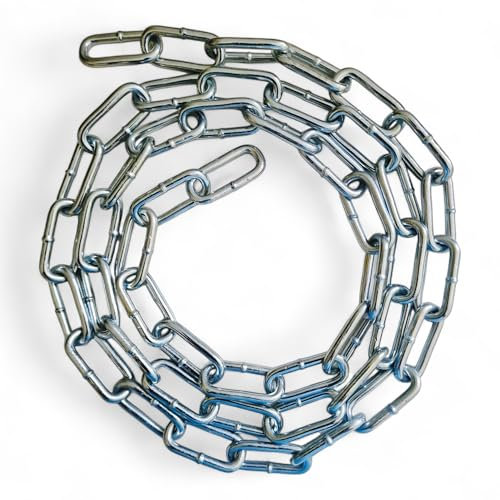 Heavy Duty Rust and Corrosion Proof Galvanised Metal Link Chain Stainless Steel for Bike Lock Padlock Security Gate Fence Gym Weight Lifting Extra Strong Long Length Welded (5MM, Chrome, 1 Metre)