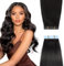 YILITE Invisible Tape Extensions Echthaar,Natürliches Schwarz 60cm 20 Stück 50g Gerade Remy Echte Menschliches Haar Tape in Seidig Haarverlängerungen (60cm #1B Natürliches Schwarz)