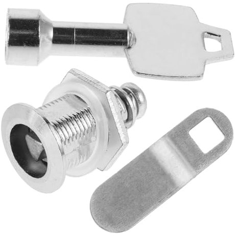 Veemoon Trash Can Lock Garbage Can Lock Waste Bin Lock 1 Set with Metal Keys Iron Silver Outdoor Rubbish Bin Replacement Part