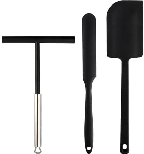 IETWATE 2PCS Pancake Spreader Tool, T- Shaped Batter Spreaders Tool, Stainless Steel Pancake Tool with Silicone Pancake Spatula, for Home Kitchen Restaurant Cooking Baking