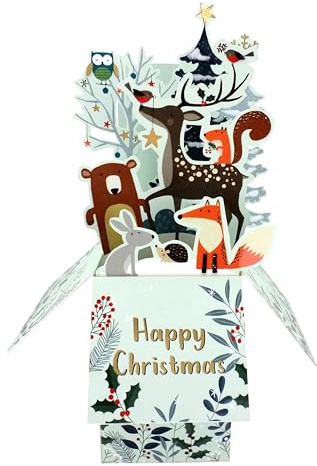 Clever Cubes Pop Up Magical Woodland Animals Christmas Card 3D Xmas Card XCU003