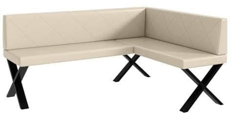 MEBLINI Eckbank für Esszimmer - Küchenbank - Essecke - Sitzecke Küche - ERIC - X-Beine 128x168x87cm Rechts - Creme Kunstleder