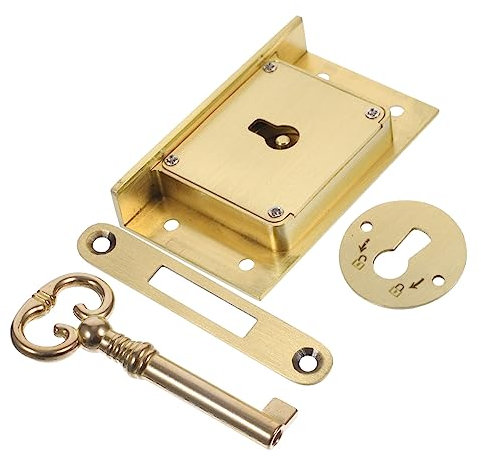 VOSAREA 1 Satz Schloss Für Schublade Goldenes Messing Heimtürschlösser Retro Schrankschloss Schlüsselschloss