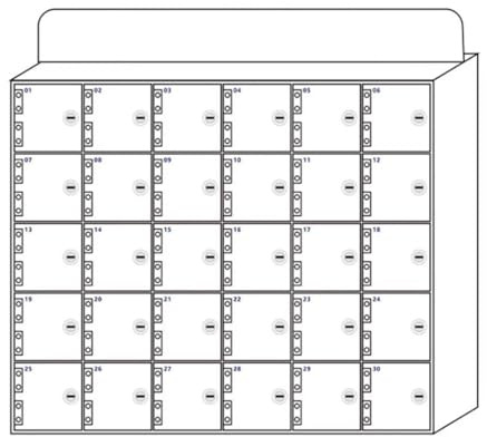 Bianco Acrilico Cellulare Locker Box con Serratura 30 Slot Chiave Serrature Porta Mobile Phone Storage Organizer