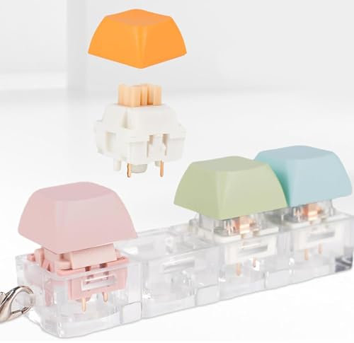 Generic Keyboard Fidget Toy, 3 Kinds of Touch, Linear Clicky, Stress Relieving, Keychain, Colored Matte Keycap, All Ages, Focus, Sensory, Hand-Eye Coordination