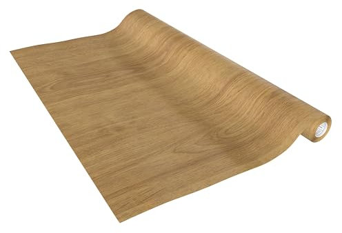 Vénilia Klebefolie Deco Standard, Eiche hell Holzoptik, 67,5 cm x 2 m, selbstklebende Möbelfolie, Dekofolie, Küchenfolie, Tapete, PVC ohne Phthalate, Made in EU